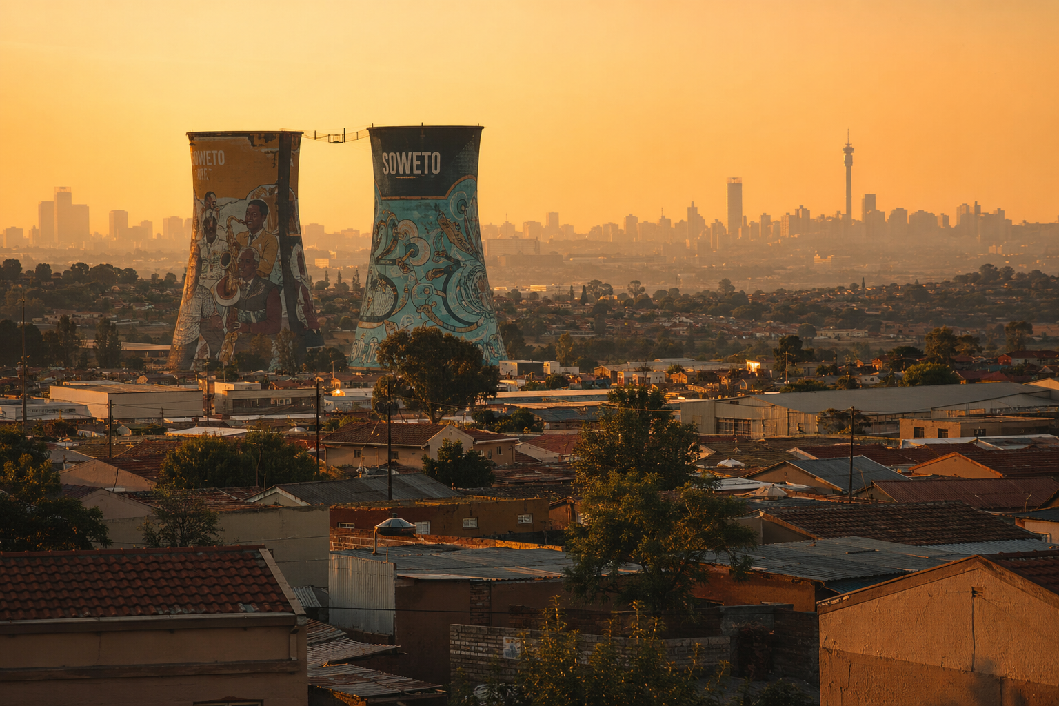 Soweto towers in Johannesburg, part of a two day private journey through the city