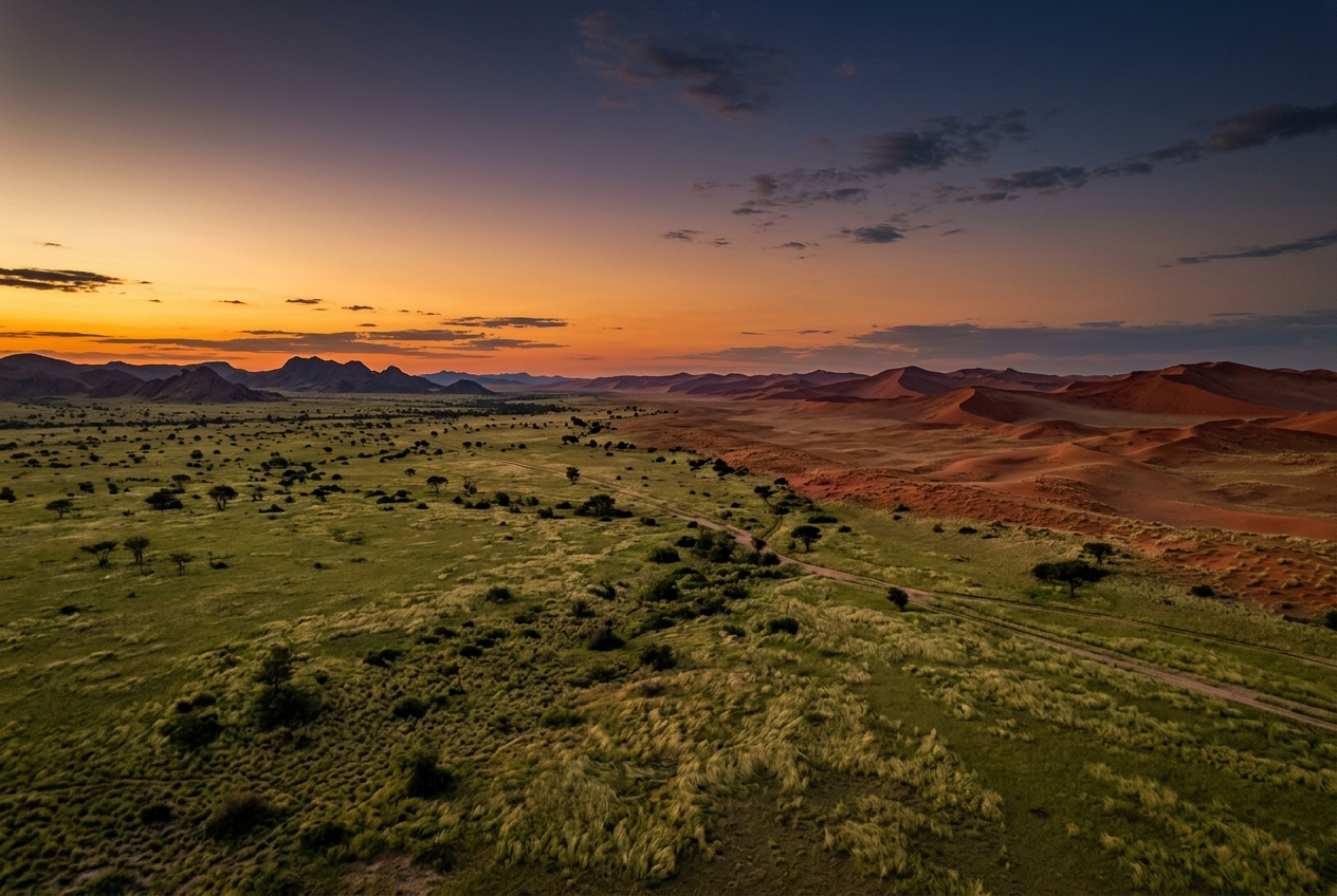 Namib desert dunes on a two week multi-country journey across South Africa, Namibia and Zambia