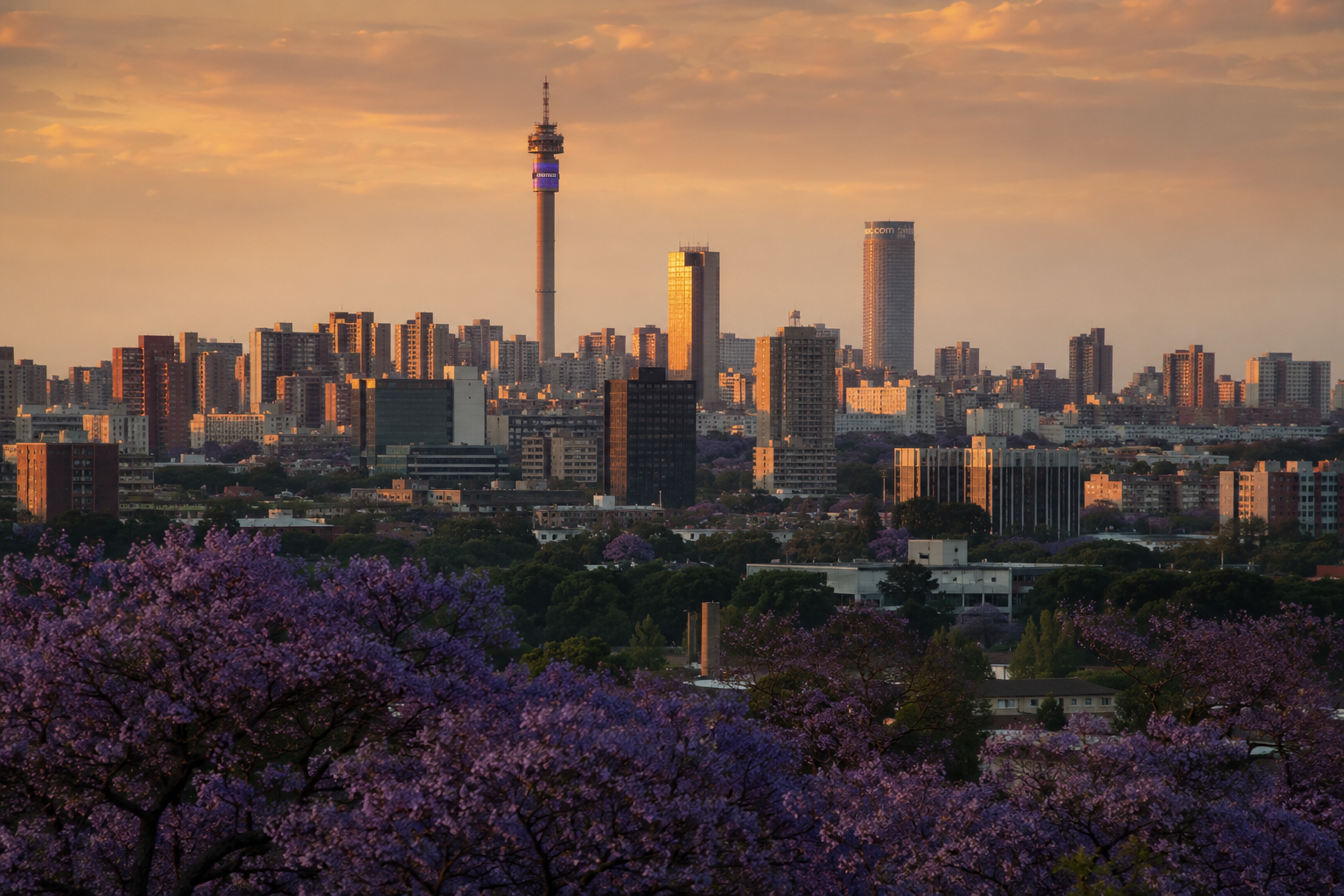 Johannesburg skyline at dusk